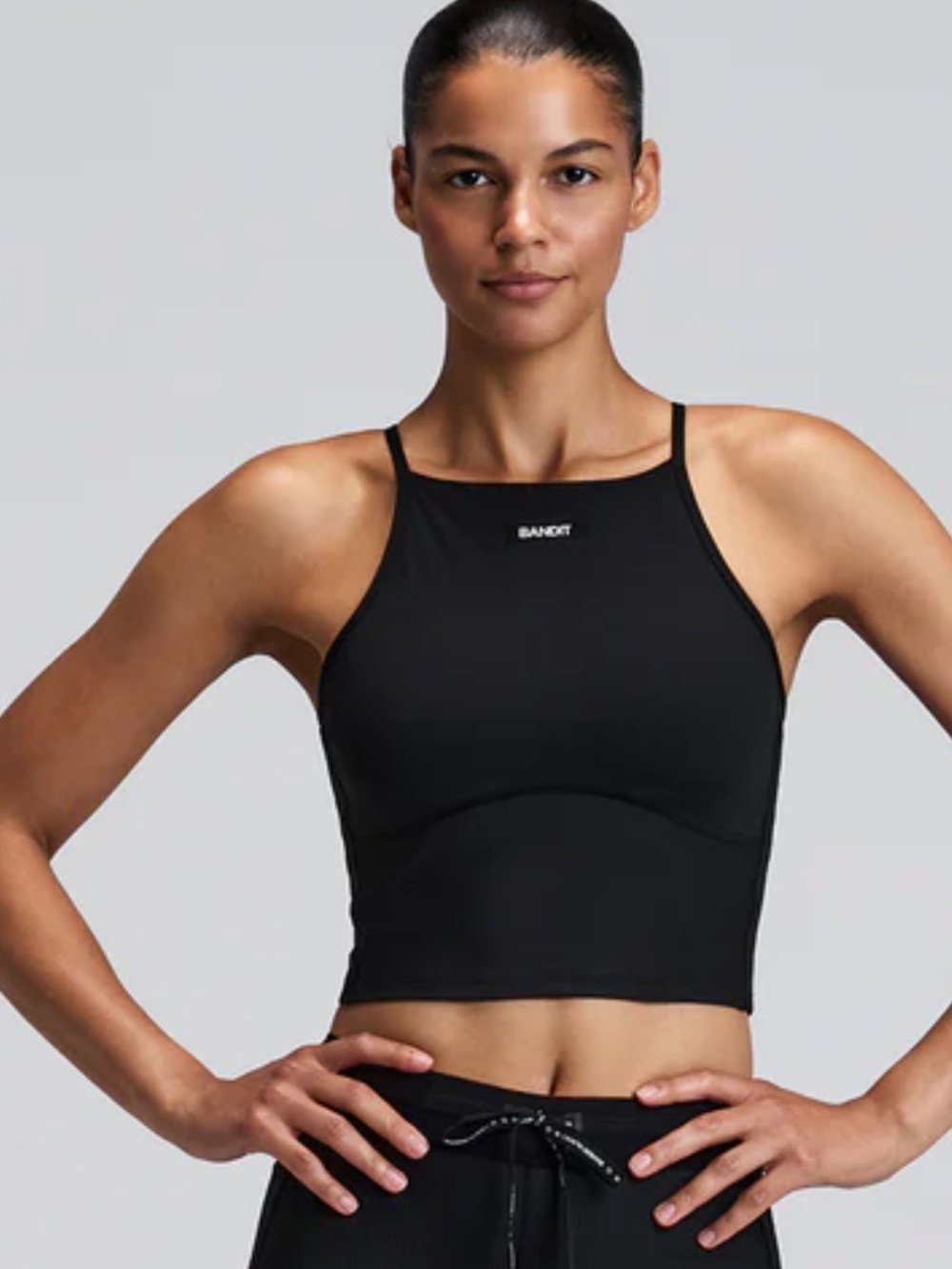 Bandit Black High-Neck Crop Sports Bra